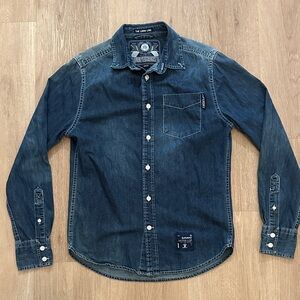 Superdry Men's Dark Blue Denim Casual Shirt